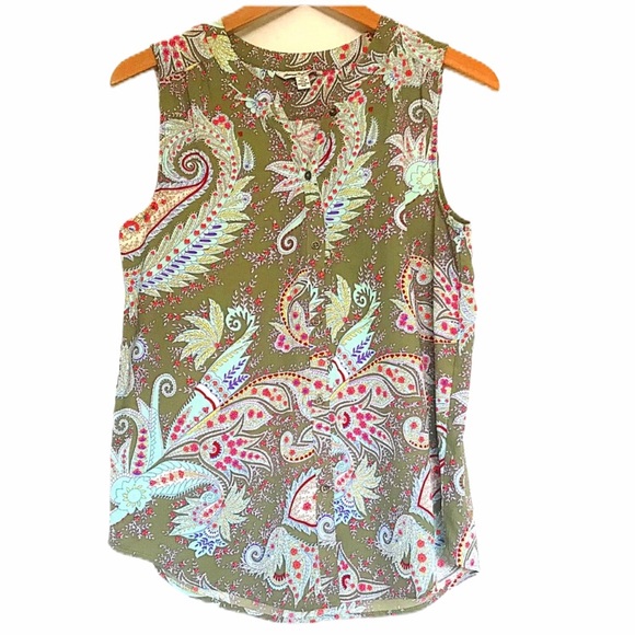 American Eagle Sleeveless Button Down Top Floral Size Small Petite SP - Picture 2 of 6